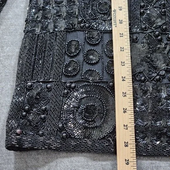 Joan Leslie Talbots Jacket Womens L Petite Black Top Sequins Beads Silk LS Vtg - Picture 8 of 16